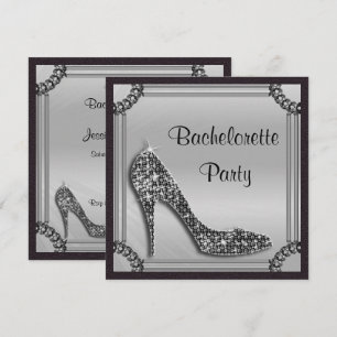 Elegante Zilveren Gelijst Zwart Stiletto Bachrlore Kaart