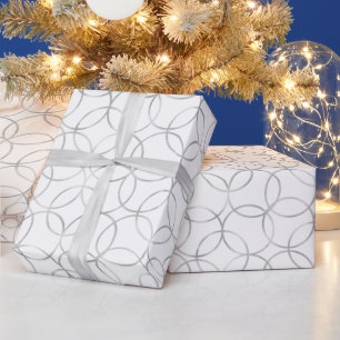 Elegante Zilveren Geometrische Cirkel Cadeaupapier