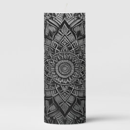 Elegante zilveren geurige mandala-kaars