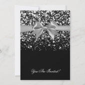 Elegante Zilveren Glam Strik Kerstfeest  Kaart (Achterkant)