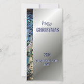 Elegante zilveren glans, schaalrand, kerstkaart (Voorkant)