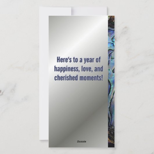 Elegante zilveren glans, schaalrand, kerstkaart (Achterkant)