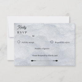 Elegante Zilveren Glanzende Filigraan Reactiekaart RSVP Kaartje
