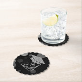 Elegante zilveren glinsterende afstudeerhoed, klas kartonnen onderzetters (Insitu)