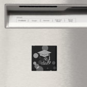 Elegante zilveren glinsterende afstudeerhoed, klas magneet (Insitu (Vaatwasser))