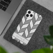 Elegante zilveren glinsterende herringbone-chevron iPhone hoesje