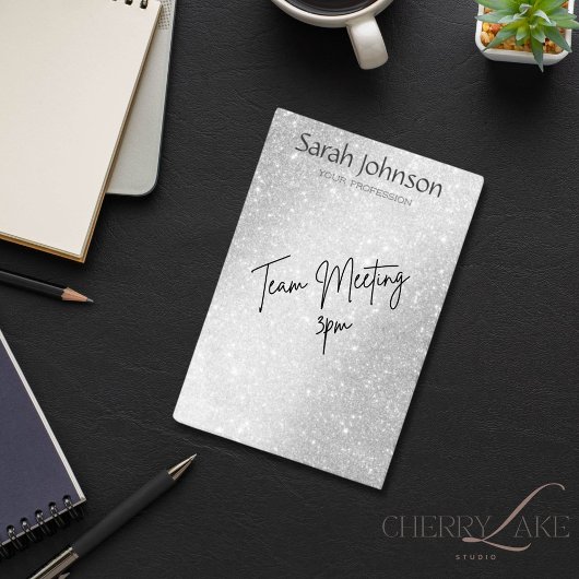 Elegante zilveren glinsterende monogram gepersonal post-it® notes