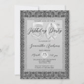 Elegante zilveren glitter 50e verjaardagsuitnodigi kaart (Voorkant)