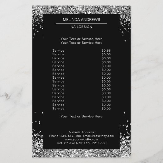 Elegante Zilveren Glitter aan beide zijden Flyer (Achterkant)