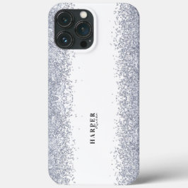 Elegante zilveren glitter aangepaste naam Case-Mate iPhone case