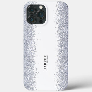 Elegante zilveren glitter aangepaste naam Case-Mate iPhone case