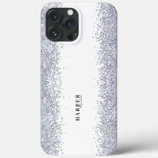 Elegante zilveren glitter aangepaste naam Case-Mate iPhone case