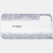 Elegante zilveren glitter aangepaste naam Case-Mate iPhone case (Achterkant (horizontaal))