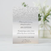 Elegante zilveren glitter bokeh bruiloftsreceptie kaart (Staand voorkant)