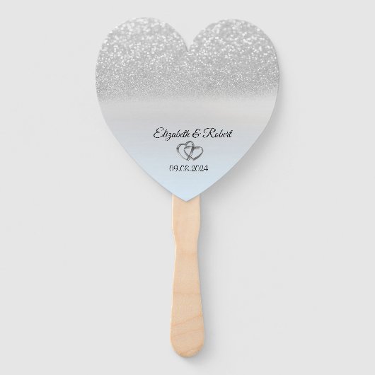 Elegante zilveren glitter bokeh handwaaier (Achterkant)