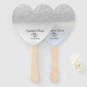 Elegante zilveren glitter bokeh handwaaier (Voorkant en achterkant)