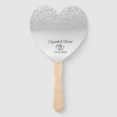 Elegante zilveren glitter bokeh handwaaier (Voorkant)