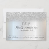 Elegante zilveren glitter bokeh RSVP kaart (Voorkant)