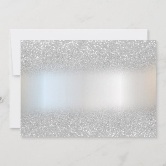 Elegante zilveren glitter bokeh RSVP kaart (Achterkant)