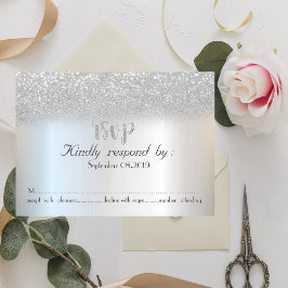 Elegante zilveren glitter bokeh RSVP kaart