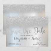 Elegante Zilveren Glitter Bokeh 'Save The Date' Save The Date (Voorkant / Achterkant)