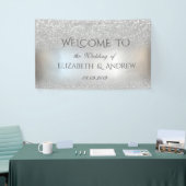 Elegante Zilveren Glitter Bokeh Trouwbanner Spandoek (Beurs)
