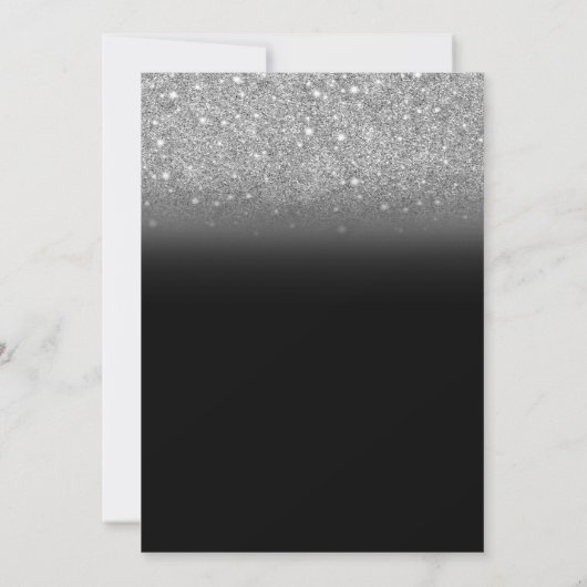 Elegante zilveren glitter bokeh zwart bewaar de da save the date (Achterkant)