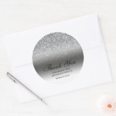 Elegante zilveren glitter bruiloft ronde sticker (Envelop)