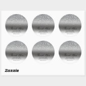 Elegante zilveren glitter bruiloft ronde sticker (Vel)