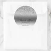 Elegante zilveren glitter bruiloft ronde sticker (Tas)