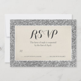 Elegante Zilveren Glitter Bruiloft RSVP Kaart