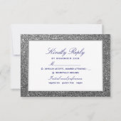 Elegante zilveren glitter bruiloft RSVP kaartje (Voorkant)