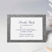 Elegante zilveren glitter bruiloft RSVP kaartje