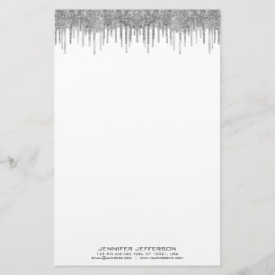 Elegante zilveren glitter drip briefpapier