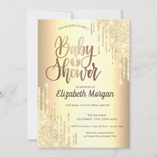 Elegante Zilveren Glitter Drips Roze Goud  Kaart (Voorkant)