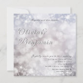 Elegante zilveren glitter foto glanzende bruiloft kaart (Voorkant)