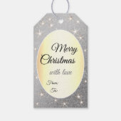 Elegante zilveren glitter gouden effect kerst glam cadeaulabel (Voorkant)