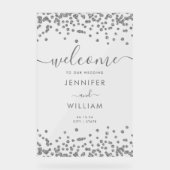 Elegante zilveren glitter huwelijksfeest welkom acryl bord (Voorkant)