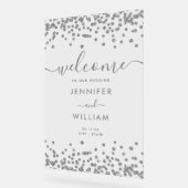 Elegante zilveren glitter huwelijksfeest welkom acryl bord (Hoek)