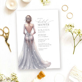 Elegante zilveren glitter jurk bruidsfeest kaart