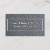 Elegante Zilveren Glitter Kerk Pastor Visitekaartje (Voorkant)
