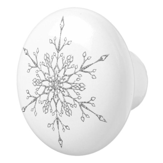 Elegante Zilveren Glitter Kerstvakantie Sneeuwvlok Keramische Knop (Rechts)