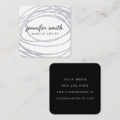 Elegante Zilveren Glitter Krabbel Vierkante Visitekaartje (Voorkant / Achterkant)