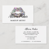 Elegante Zilveren Glitter Lippen Make-up Artiest Visitekaartje (Voorkant / Achterkant)