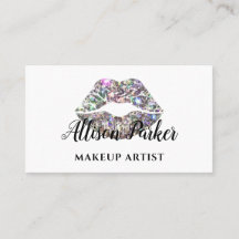Elegante Zilveren Glitter Lippen Make-up Artiest