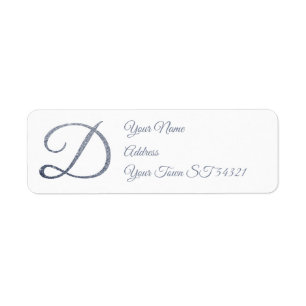 Elegante Zilveren Glitter Monogram D Persoonlijk Etiket
