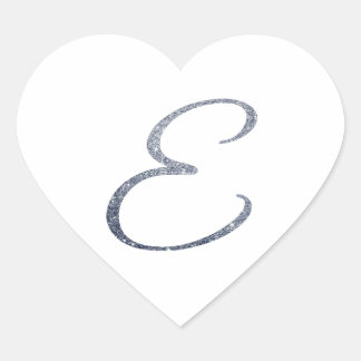 Elegante zilveren glitter monogram E enveloppe zeg Hart Sticker