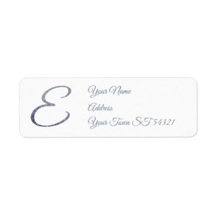 Elegante Zilveren Glitter Monogram E Persoonlijk Etiket