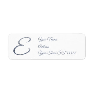 Elegante Zilveren Glitter Monogram E Persoonlijk Etiket