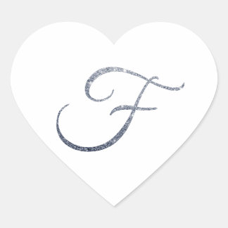 Elegante Zilveren Glitter Monogram F Enveloppe Zeg Hart Sticker